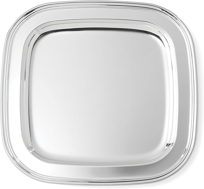 Reed & Barton Derby Silverplate Square Serving Tray, Coffee Table Decor | hand wash only | 11 x 11 inch | jewelry dish, coffee table decor, food tray, gift for women, tray decor
