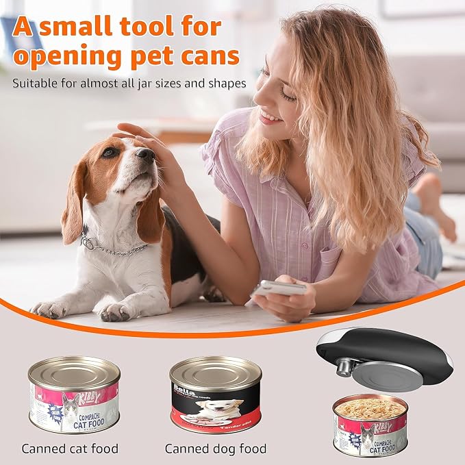 Electric Rechargeable Automatic Can Opener, USB-C Portable Kitchen Tool | One Touch Operation, Smooth Edge Cutting, Ergonomic for Seniors, Fits Standard & Large Cans, Cordless Handheld Design
