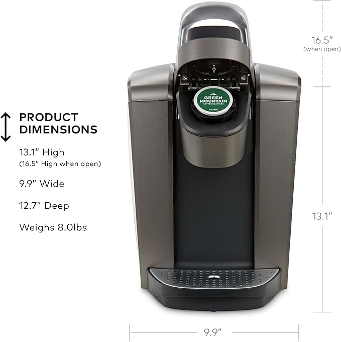Keurig K-Elite Single Serve K-Cup Pod Coffee Maker, with Strength and Temperature Control, Iced Coffee Capability, 8 to 12oz Brew Size, Programmable, Brushed Slate | Strength, Temperature Control, Iced Coffee Capability, 8 to 12oz Brew Size, Programmable
