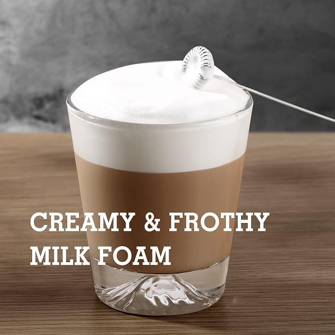 SIMPLETASTE Milk Frother Handheld Electric Foam Maker Battery Operated | Drink Mixer with Stainless Steel Whisk for Cappuccino, Bulletproof Coffee, Latte, Gray, with Stand