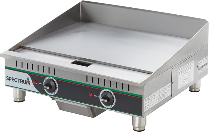 Winco 24" Commercial-Grade Electric Griddle | Dual heat zones, 3" backsplash, Removable grease drawer, Great for Breakfast Foods, Sandwiches and Restaurant Kitchens
