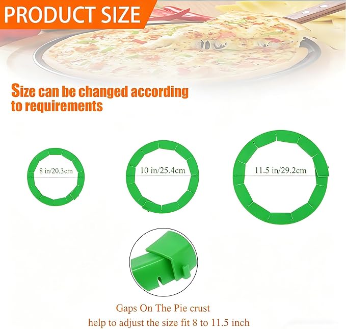 Easily Adjustable Silicone Pie Crust Protector, Fits8-11.5" Pie Crust | Food-Grade Silicone , Prevents Crust Edges from Burning,2 Anti-Slip Clips,BPA-Free, Oven/Microwave/Dishwasher Safe,green,2pcs