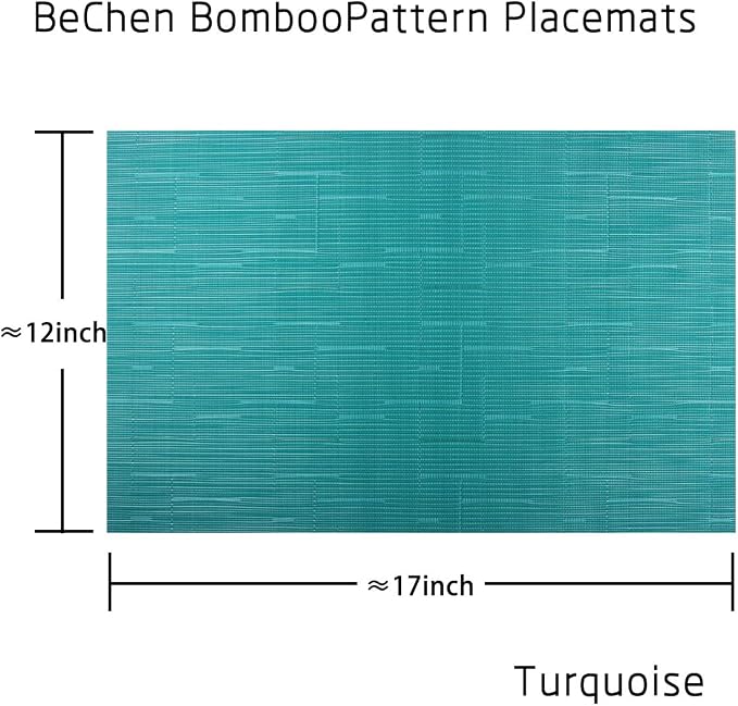 Vinyl Placemats,Washable Table Mats Easy to Clean Woven Placemats for Dining Table Set of 4 (Cyan Blue)