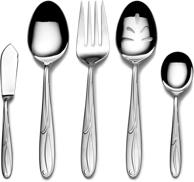 Mikasa Cocoa Blossom 65-Piece Flatware Set, Service for 12, 18/10 Stainless Steel Silverware with Teardrop Handles, Dishwasher Safe