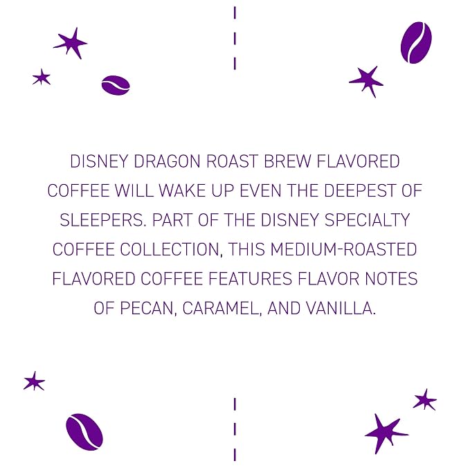 Joffrey's Dragon Roast Brew - Disney Specialty Coffee, Flavored Artisan Medium Roast, Pecan, Vanilla & Caramel Notes, Brew or French Press (Ground, 11oz)