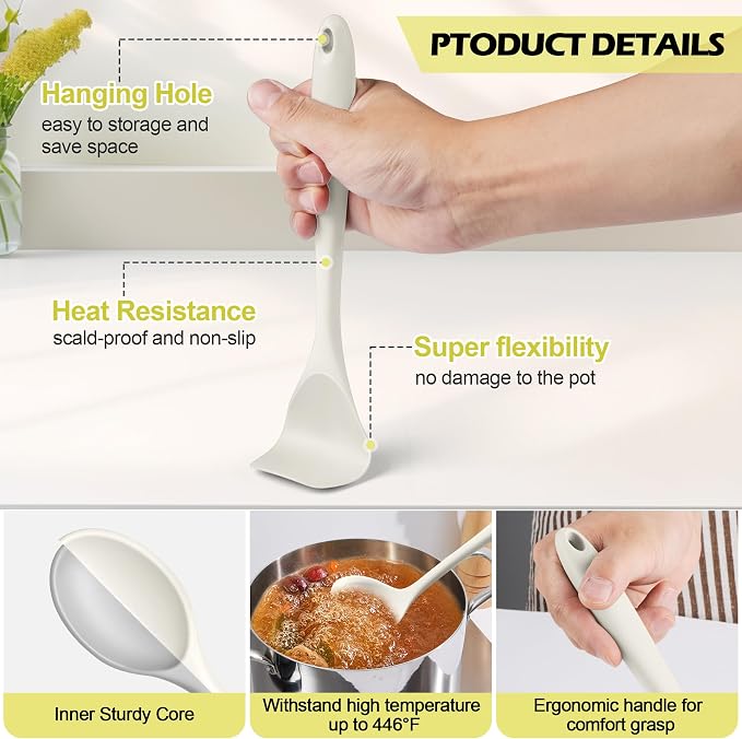 Homikit Kitchen Utensils Set, 15pcs Silicone Cooking Utensil with Holder | Heat Resistant Spatula Set include Turner for Nonstick Cookware, Useful Kitchen Gadgets & Pots and Pans Accessories, White