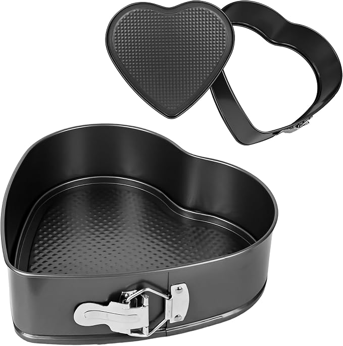2 Pcs Heart Shaped Springform Pan 7/9 Inch | Non Stick Heart Cheesecake Pans, Removable Bottom, Heart Cake Baking Molds for Snack Cooking