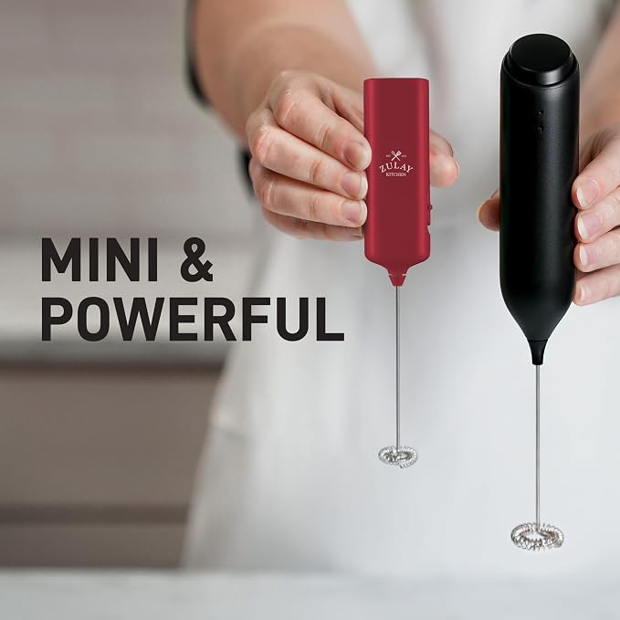 Mini & Mighty Milk Frother Wand – Powerful Handheld Coffee Frother, Battery Operated Drink Mixer – Compact Pocket Size – Detachable Whisk for Latte, Cappuccino, Matcha, Hot Chocolate