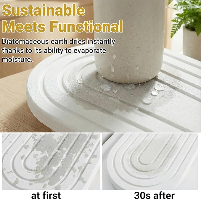 Fast-Dry Diatomite Sink Tray Organizer Absorbent White | Absorbent Diatomite Material, 11.8*3.9 in, Versatile Sink Organizer