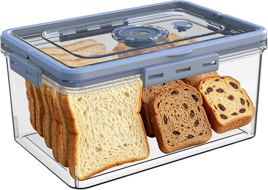 Bread Box with Digital Hygrometer,Bread Boxes with Lid and Handle,Time Recording Bread Storage Container for Kitchen Counter Airtight,Large Bread Boxes for Homemade Breads, Toast, Gifts for Mom Dad