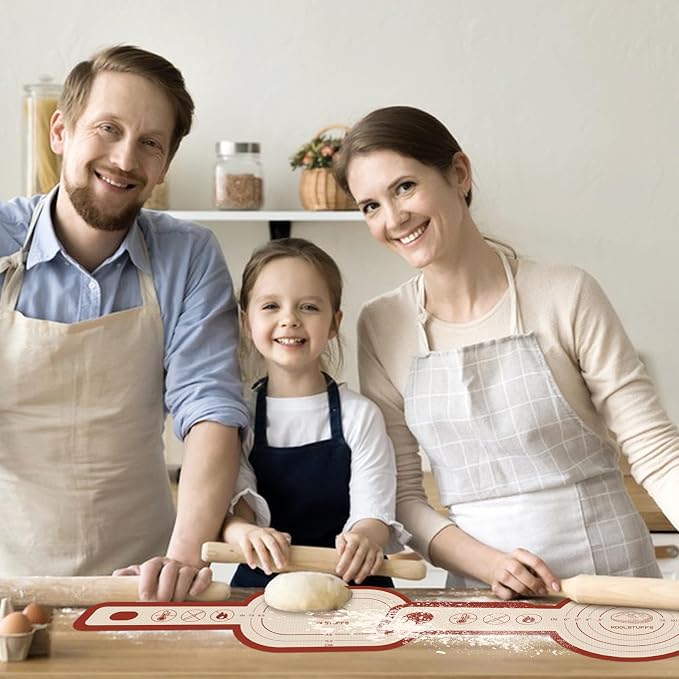 Koolstuffs Sourdough Silicone Bread Sling Set with Pastry Mat, 3 Pack | 26" x 16" Pastry Mat for Dough Prep, Round and Oval Slings for Dutch Ovens, Long Handles, Nonstick Reusable Design