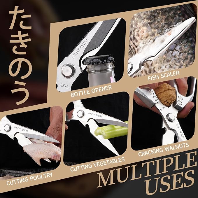 Kitchen Scissors, All Purpose Kitchen Shears for Food, Japanese Heavy Duty Poultry Shear Dishwasher Safe Food Scissor Set, Meat Cutting Scissors Chicken Shears, Gifts for Men Women