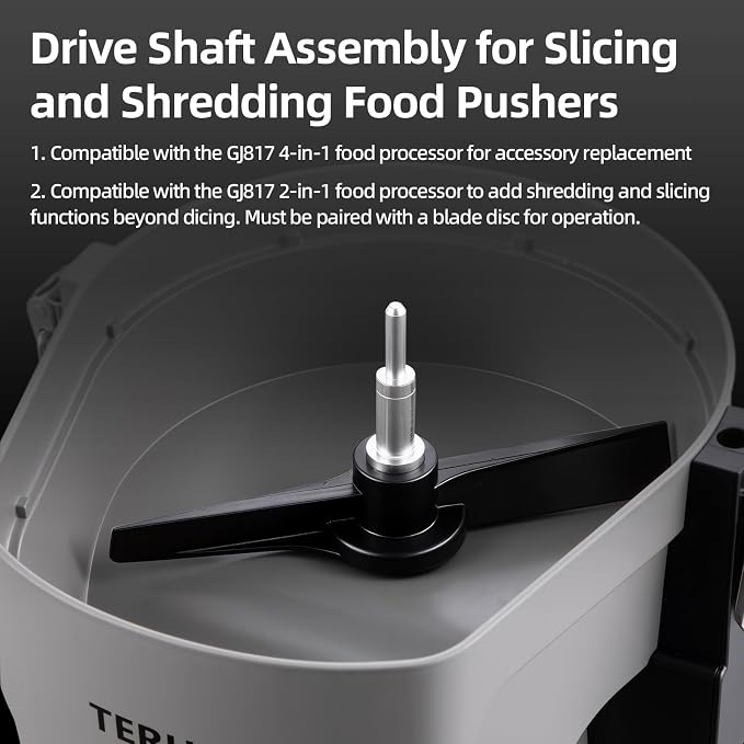 Electric Vegetable Chopper Food Pusher Accessory, Drive Shaft Asembly for Slicing and Shredding Blade Discs, Replaceable Accessory for GJ817