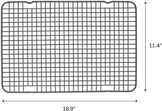 Great Jones Non Stick Wire Cooling Rack (Pepper) – Fits Half Sheet | 16.9" × 11.4" Non Toxic Baking Rack, Heavy-Weight Aluminized Steel, Oven Safe 450 °F, Bacon & Cookie Cooling Rack