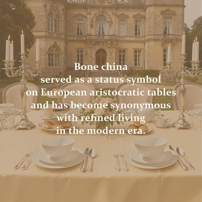 24Pc Textured White Bone China Set Service for 8 | Lightweight porcelain plate & bowl set. Microwave & dishwasher safe for daily family meals, restaurants, or gifting.