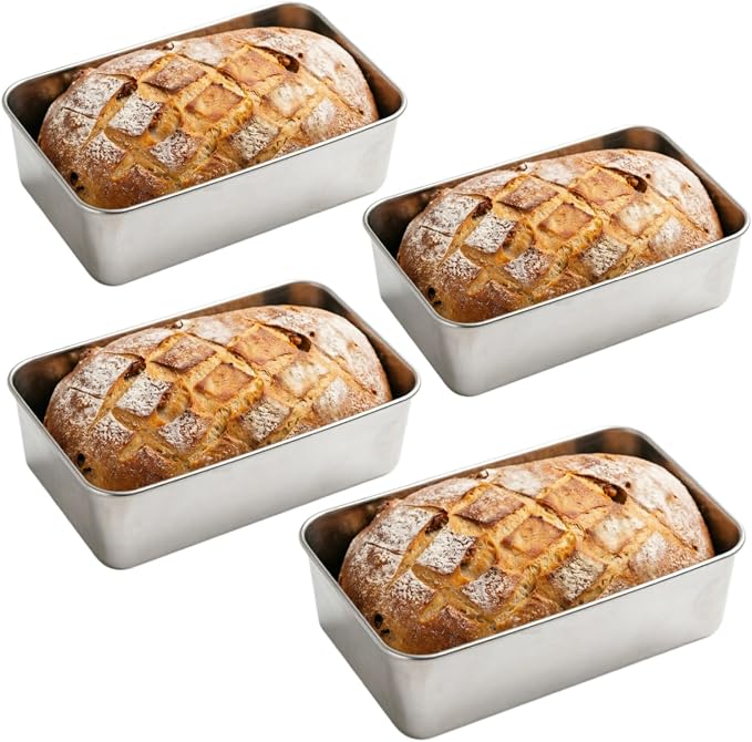 Stainless Steel Loaf Pan for Bread, 4 Pack Metal Baking Pan, Dishwasher Safe (8.5" x 5.7" x 2.5")