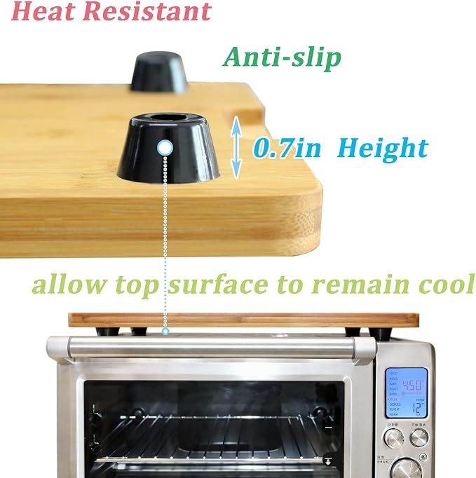 Bamboo Cutting Board Compatible for Breville BOV800XL 860BSS 845BSS Oven | Board Protects Countertop Smart Toaster Oven, Raised Heat Resistant Silicone Feet Creates Storage Space - with Oven Rack Push