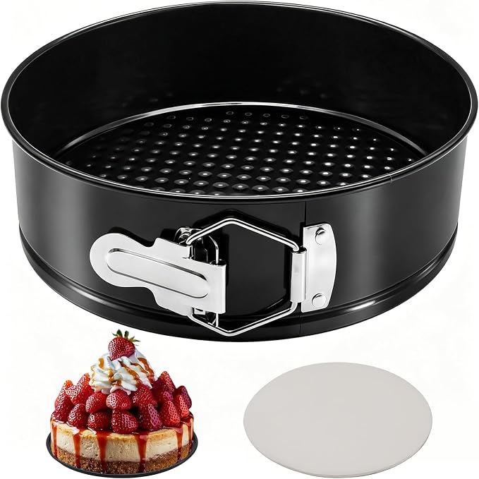 9 Inch Springform Pan Nonstick Cheesecake Pan with Removable Bottom, Round Cake Mold with 50PCS Parchment Paper for Baking Pie Cake Pizza and Quiches