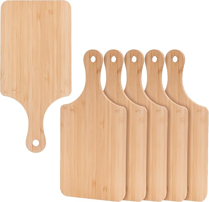 Sparkle Race 6pcs Wood Cutting Boards for Kitchen, 11" Serving Board Set | Bamboo Cutting Board for Fruit Vegetable, Wooden Chopping Board with Handle, Small Charcuterie Boards for House Warming Gifts
