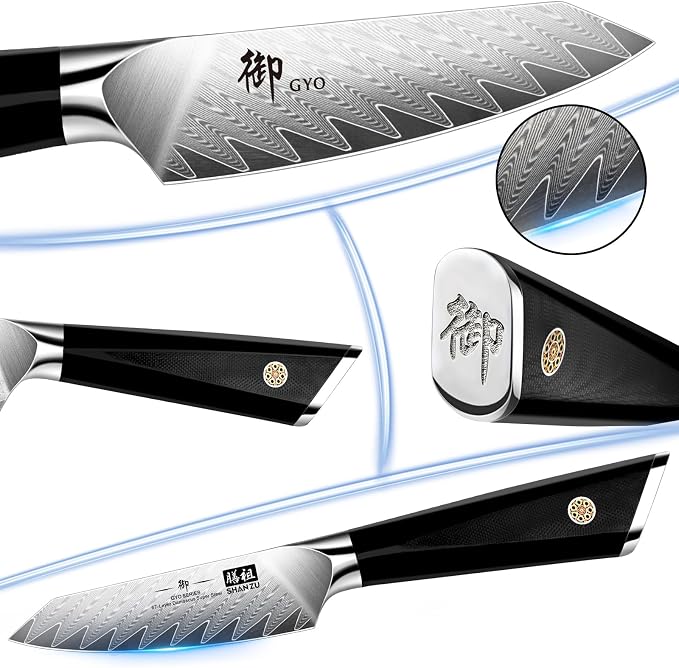 SHAN ZU Damascus Paring Knife,Fruit Knife 4 Inch | Professional Kitchen Knives, Japanese Damascus High Carbon Steel 67-Layer Fruit Carving Knives with G10 Handle/Gift Box