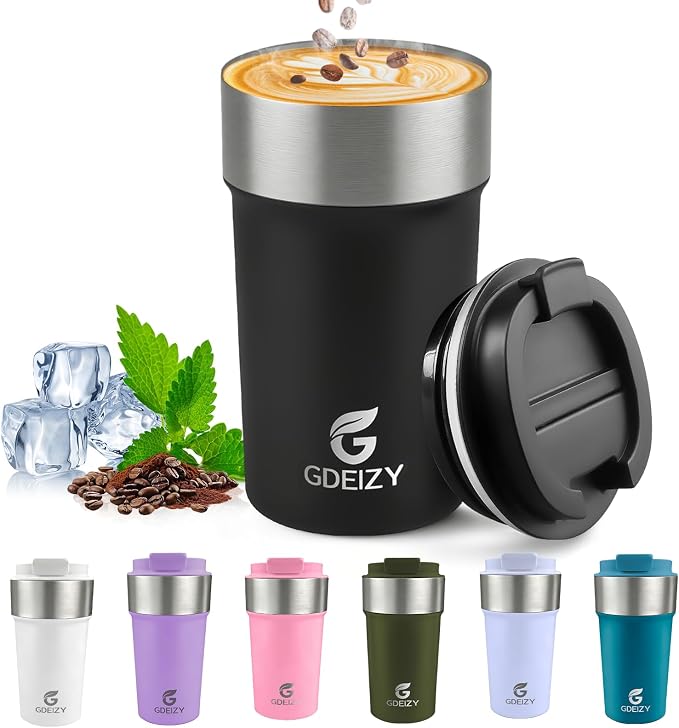17oz Insulated Travel Coffee Mug, Stainless Steel Cup with Leakproof Lid | 304 Double Wall Vacuum Steel, Long Heat & Cold Retention, 360° Leakproof, BPA-Free Reusable Tumbler, Fits Car Cup Holders