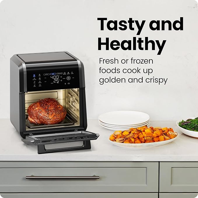 Chefman 12-Quart 5-in-1 Air Fryer Oven with Digital Timer, Touchscreen, and 12 Presets - Family Size Countertop Convection Oven, Dishwasher-Safe Parts