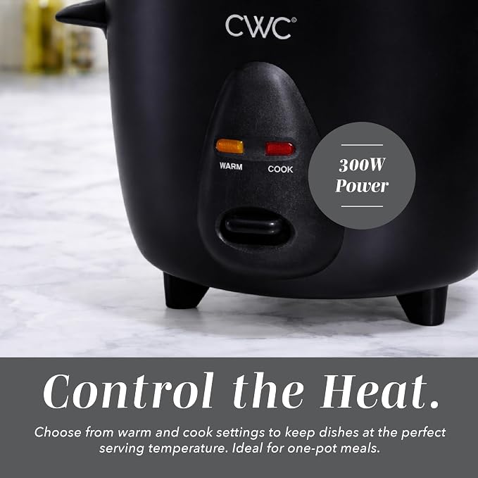 COOK WITH COLOR 6 Cup Rice Cooker 300W - Effortless Cooking and Perfectly, Cooks 3 Cups of Raw Rice for 6 Cups of Cooked Rice, Black