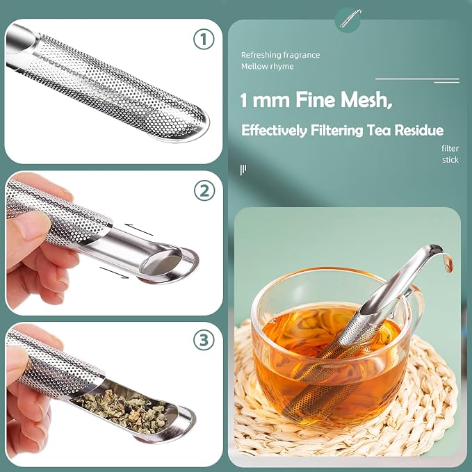 2 Pack Tea Infusers, Extra Fine Mesh Tea Strainer for Loose Tea, Stainless Steel Long Handle Tea Steeper Diffuser for Leaf Tea, Coffee, Spices, Seasonings