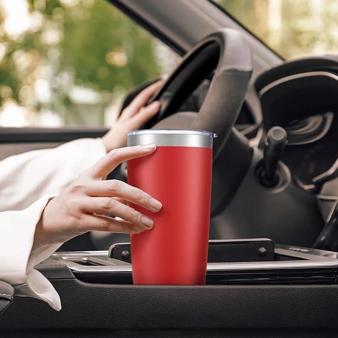 20 oz Tumbler with Lid Stainless Steel Insulated Tumblers Bulk Cups Mug | Double Wall Vacuum, Powder Coated, Keep Drinks Cold and Hot, Waterproof Lid, Fit of Car Cup Holders, Wine Red, 8 Pack