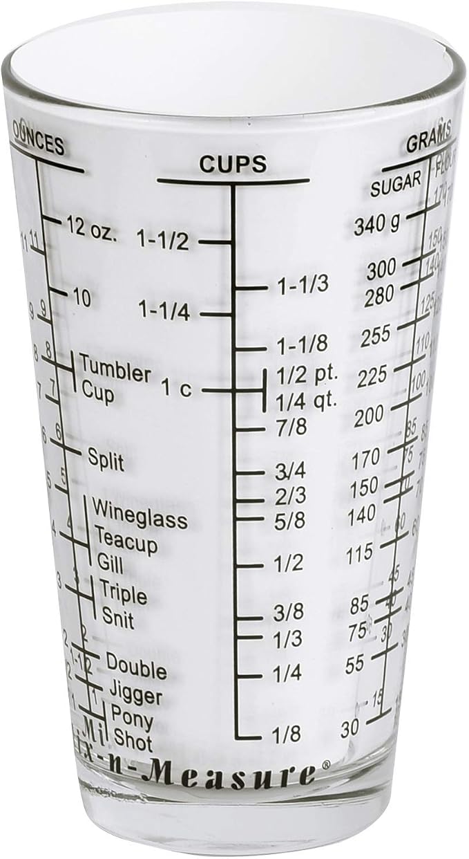 Kolder 26100 Mix N Measure Glass, Heavy Glass, Multi-Purpose Liquid and Dry Measuring Cup