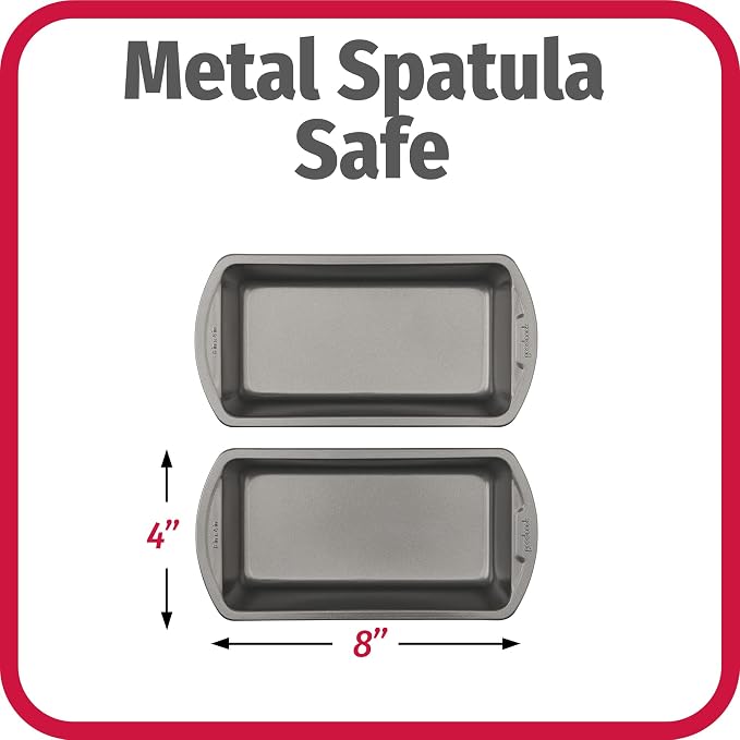 GoodCook Nonstick Loaf Pan 8 x 4-Inch Heavy-Duty Steel Bakeware with Easy-Clean Non-Stick Coating, Oven & Dishwasher Safe Pan for Meatloaf Breads Lasagnas Casseroles & More, Set of 2, Gray