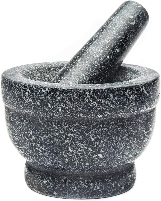 Fox Run Granite Mortar and Pestle, 5.5 x 6 x 6 inches, Black