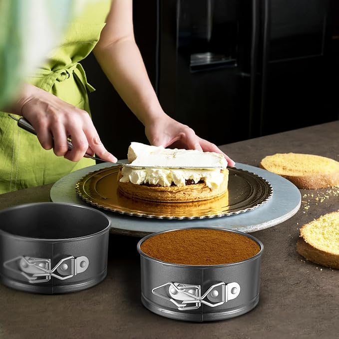 Toyvian 6-Pack Mini Springform Pans 4.72 Inch Round Cake Pans Non-Stick Leakproof Baking Molds for Cheesecakes Quiches and Holiday Desserts