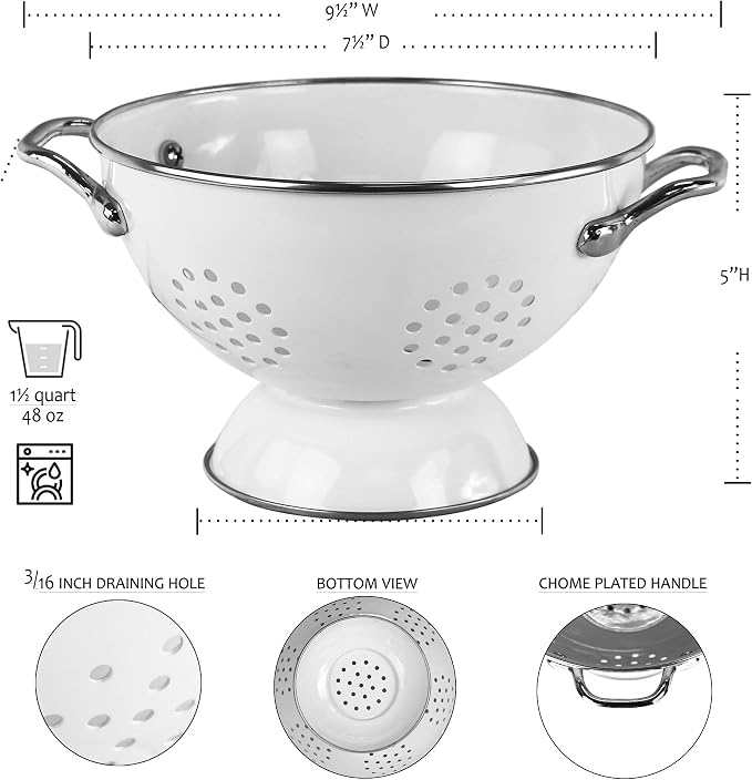 Calypso Basics by Reston Lloyd Powder Coated Enameled Colander, 1.5 Quart, Lime