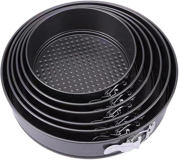 6PCS Nonstick Springform Pan Set Round Baking Pans Removable Bottom | 6size high-carbon steel set,450℉ safe Double nonstick coating leak-proof lock Perfect for cheesecakes&multi-layer cakes