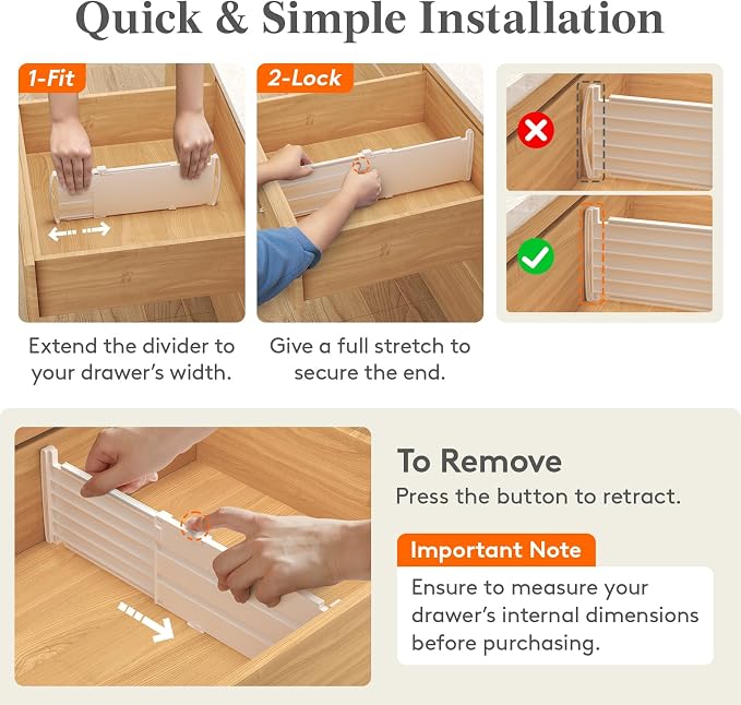Lifewit 5" Tall Drawer Dividers, Adjustable Deep Drawer Organizer Clothes | 9 Pack 11.5"-18.5" Expandable White Plastic Separators for Dresser, Kitchen, Cabinet, Closet, Office Organization & Storage
