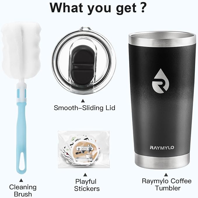 RAYMYLO Travel Coffee Tumbler, Insulated Travel Coffee Mug Cup, 20oz | Detachable Lid for Thoroughly Clean, Cup Holder Friendly for Outdoor, Double-Wall Vacuum Insulation, Spill Proof & BPA Free