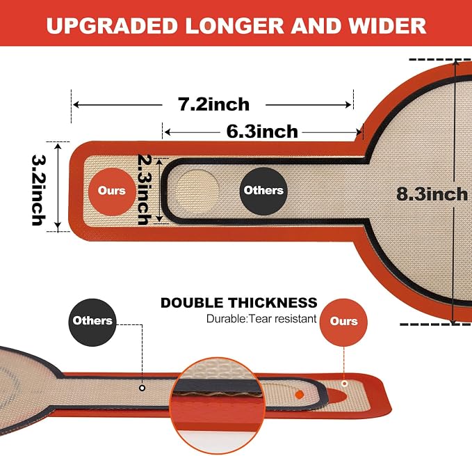 Silicone Bread Sling Dutch Oven - Best Japan Silicone. Non-Stick & Easy Clean Reusable Bread Baking Mat. With Extra Long Handles Bread Baking Sheet Liner, 2 Brown Set for Transferable Dough