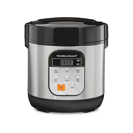 Hamilton Beach Digital Programmable Rice Cooker & Food Steamer, with Slow Hard-Boiled Egg Functions, Egg/Steam Tray, Small & Compact, 6 Cups Cooked (3 Uncooked), Stainless Steel (37524) | 6 Cups Cooked (3 Uncooked) | Slow Cooker & Hard-Boiled Egg Setti...