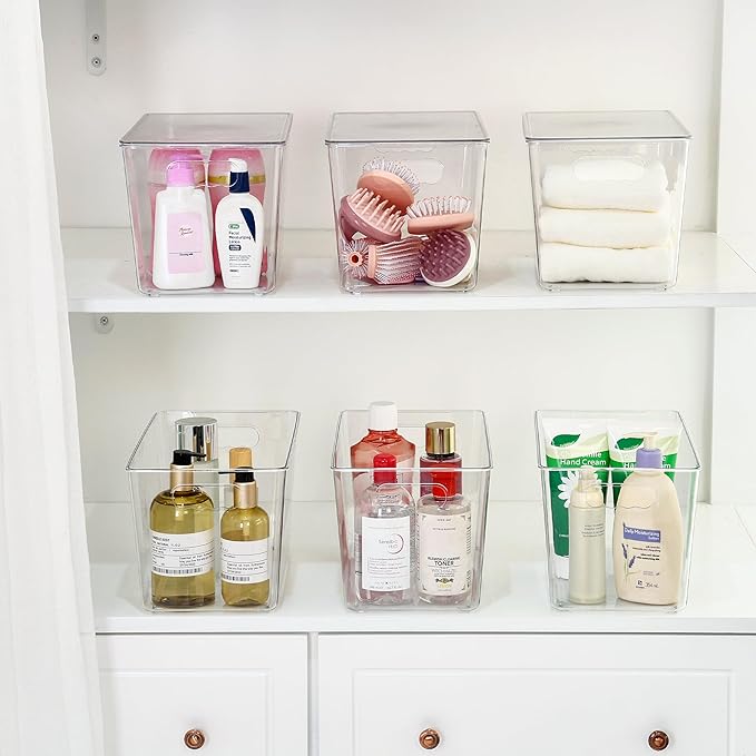 Vtopmart 10 Pack Clear Stackable Storage Bins with Lids, XLarge | BPA-free Plastic, Organize Vertically, For Pantry Kitchen Fridge Cabinet Closet Bathroom, Built to Last, Easy to Move