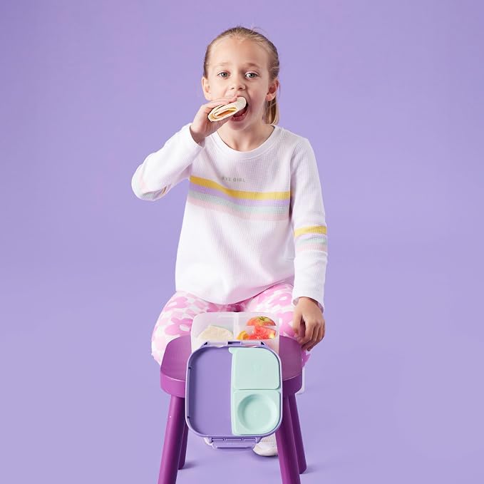b.box Mini Lunch Box, Snack Containers for Kids, Lunch Box Kids, 4.25 Cup | Bento Box for Kids, Sanck Box, Lunch Containers, Leak Proof, Dishwasher Safe, BPA Free, PFAS Free, Ages 3+ — Lilac Pop