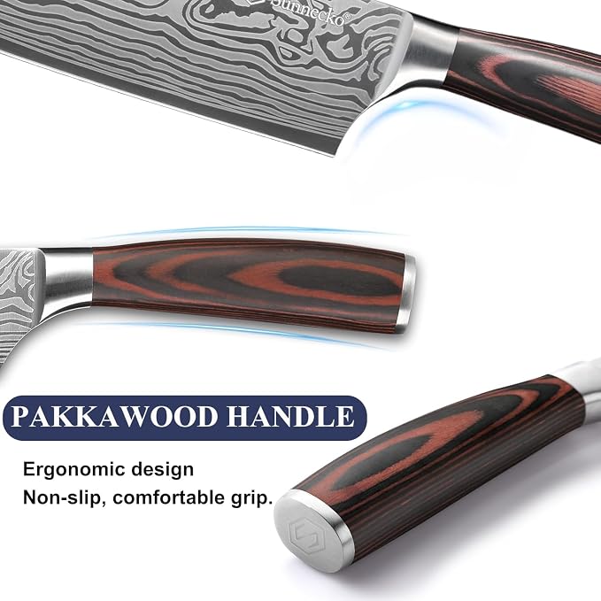 Kitchen Knife Set 7 Piece Chef Knife Set Professional High Carbon Stainless Steel, Sharp Kitchen Knives with Wooden Handle