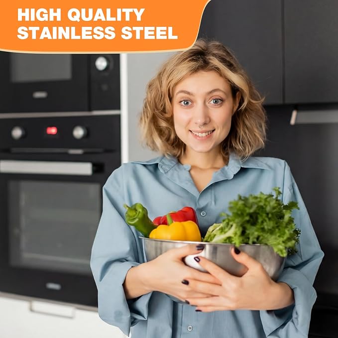 Stainless Steel Mixing Bowls Set - 5-piece Polished Mirror Nesting Bowls 1.25, 2.75, 4.25, 6.25, 8 Quart Thickened Material Ideal for Kitchen, Cooking, Baking and Storage, Deep