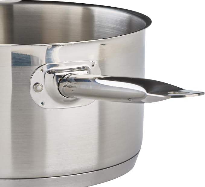 Winco 6 qt Stainless Steel Sauce pan with Cover | Even heat distribution, Secure riveted handle, Great for Cooking, Food Preparation and Restaurant Kitchens