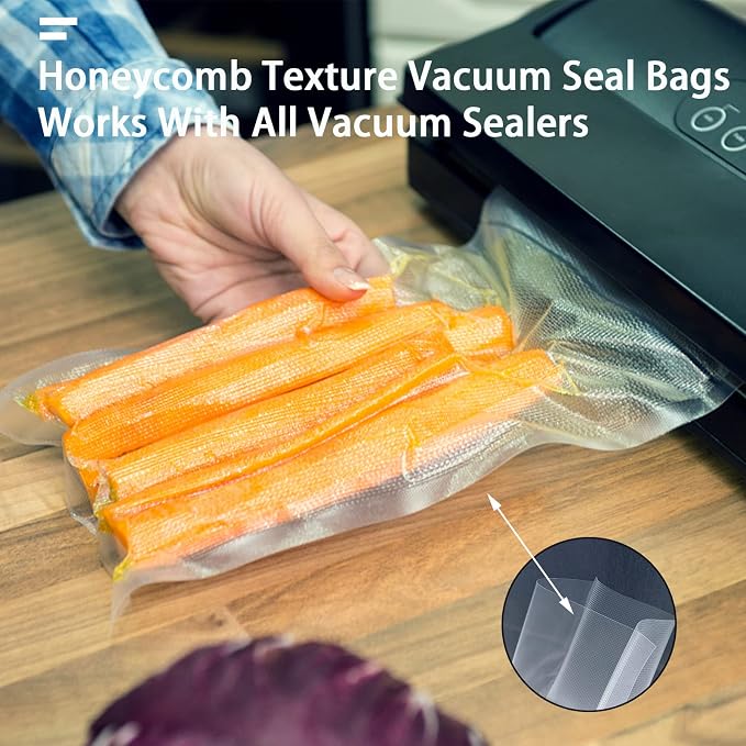 4.7" x 7.8" Vacuum Sealer Bags,Heavy Duty Pre-Cut Design Commercial Grade Food Sealable Bag for Heat Seal Food Storage,Smell Proof Bags Boilsafe to 280°F Freezable, Resizable,Reuseable (100Pcs)