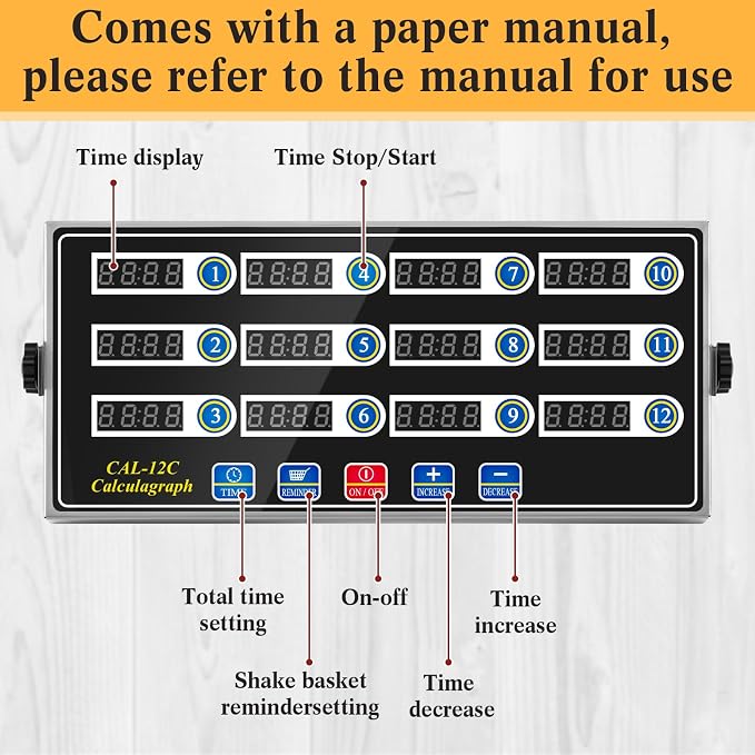 Relaxweex 1 Pack 12 Channel Kitchen Timers for Cooking, Commercial Digital Kitchen Timer with Loud Alarm, Large LCD Display, Restaurant Fryer, Chef, Baking Supplies