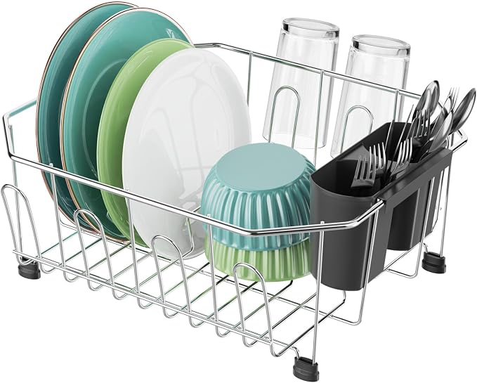 Swedecor Small in Sink Dish Drying Rack - Stainless Steel for Kitchen RV | 11.6" W x 13.4" L compact Design, Space-Saving