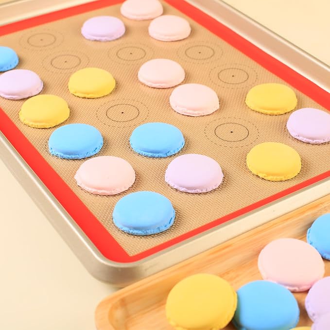AMYONE Macaron Silicone Baking Mats for Half Sheet Pan, Platinum, 2PCS | Precise Size 11 5/8 X 16 1/2; For Macaron/Cookie/Bread/Pastry; Food Grade Silicone, Reusable Nonstick Liner, Orange