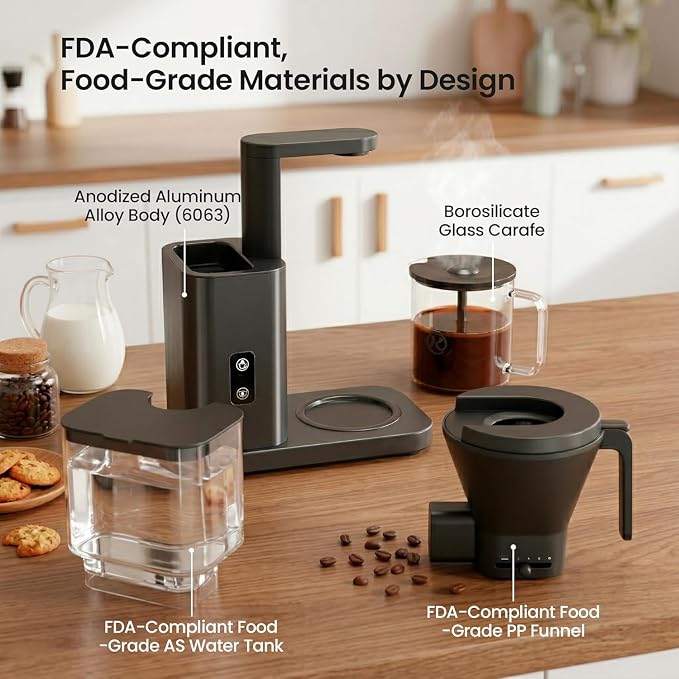 Kismile SCA-Certified 8-Cup Drip Coffee Maker with Pour-Over Control | 3-Second Heating at 197–205°F, Adjustable Flow, Removable 1.25L Water Tank, 20-Min Cold Brew and 40-Min Keep Warm