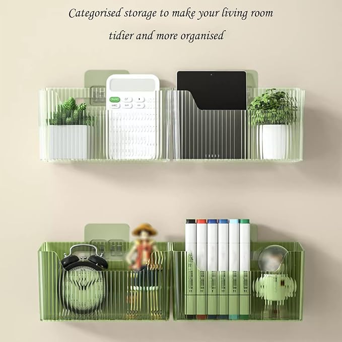 Lae Nuvole Adhesive Cabinet Door Organizer, 2 Pack Wall Shower Caddy, Clear | 4 Adhesive Straps, No Drill Wall Mount, Renter Friendly, BPA-free Stackable; Fits Bathroom, Kitchen, Apartment, Pantry, RVs